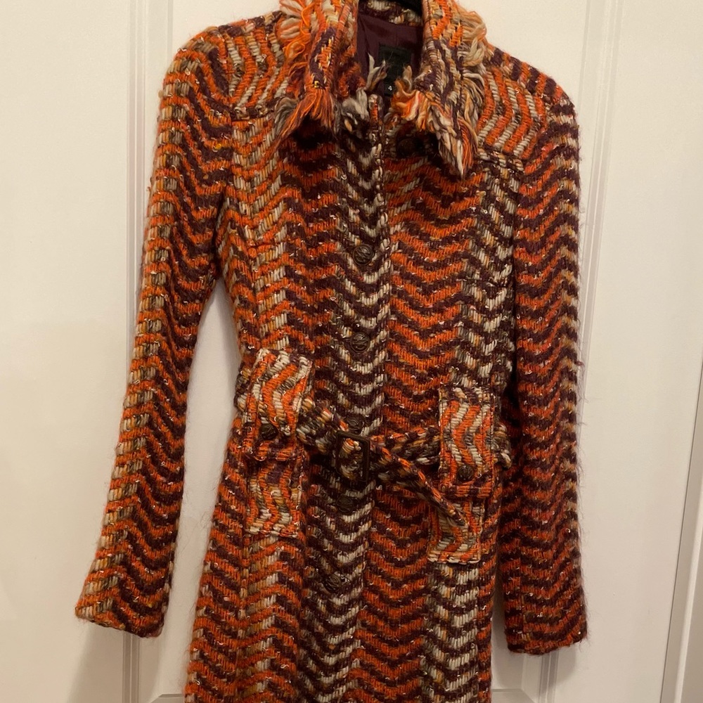 Anna Sui Fall 2006 Burnt Orange Woven Wool Coat 4 - Picture 3 of 10